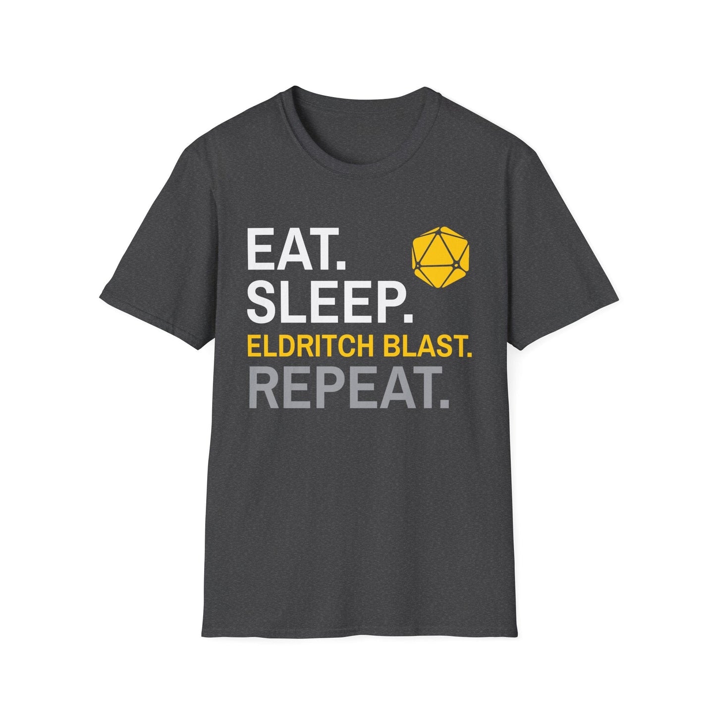 Warlock Class T-Shirt – 'Eat, Sleep, Eldritch Blast, Repeat' Sunburst RPG
