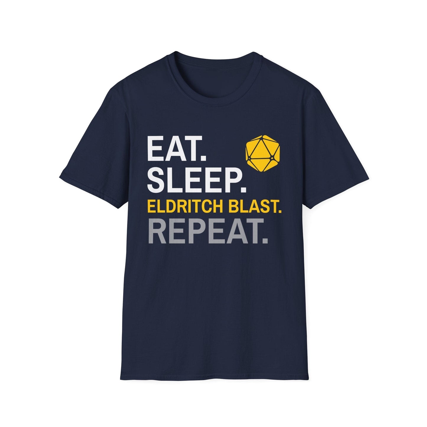 Warlock Class T-Shirt – 'Eat, Sleep, Eldritch Blast, Repeat' Sunburst RPG