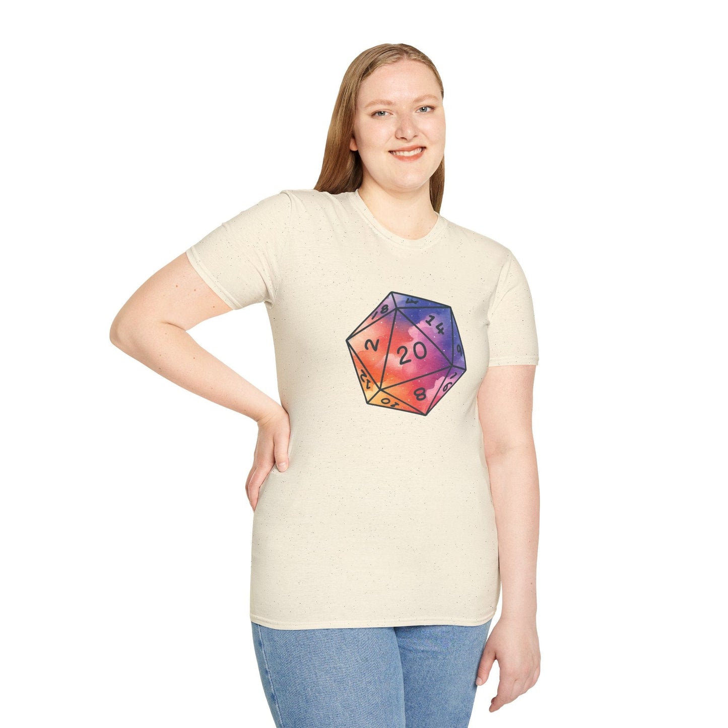 Watercolor Clouds D20 Dice Shirt Sunburst RPG