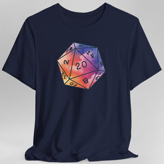 Watercolor Clouds D20 Dice Shirt Sunburst RPG