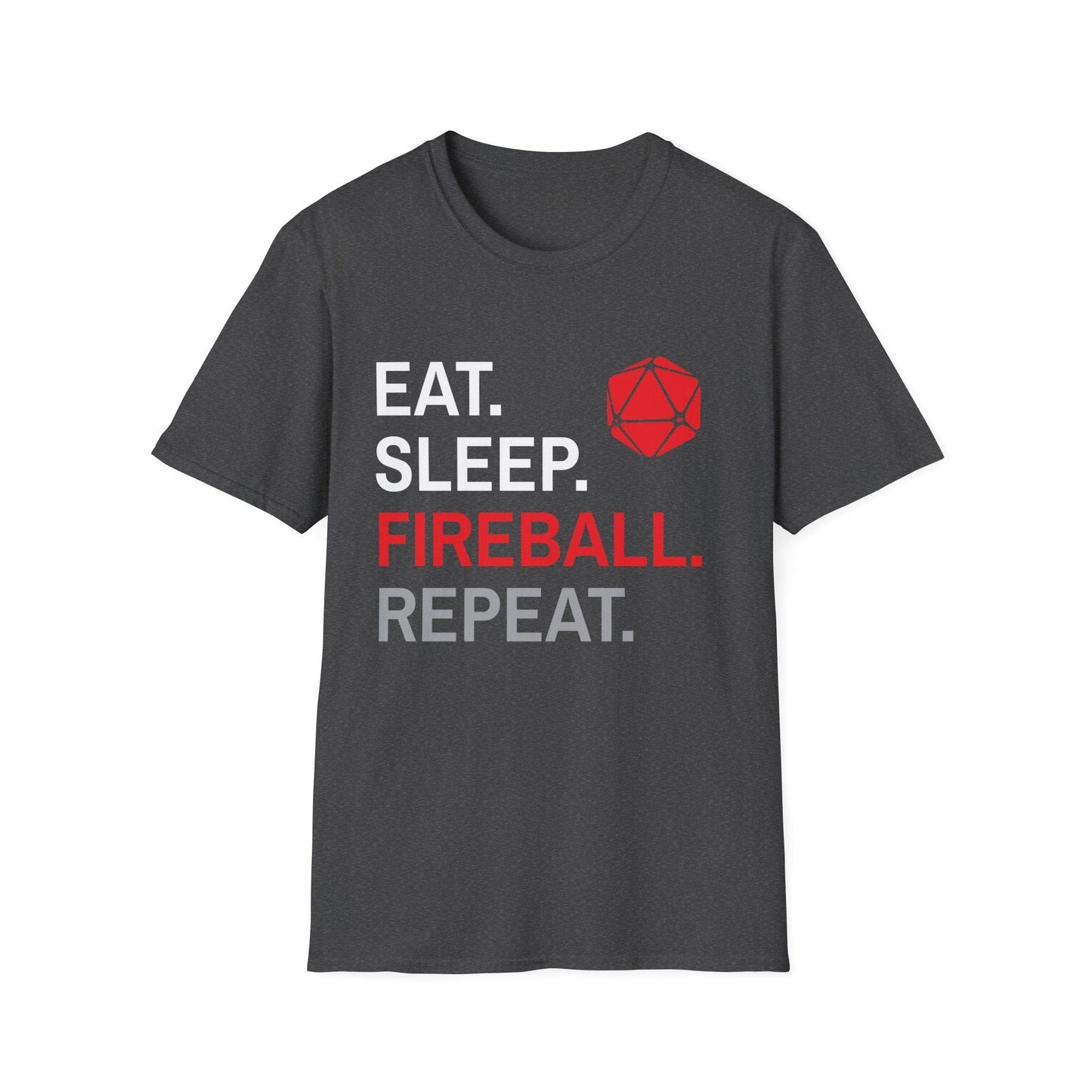 Wizard Class T-Shirt – 'Eat, Sleep, Fireball, Repeat' Sunburst RPG