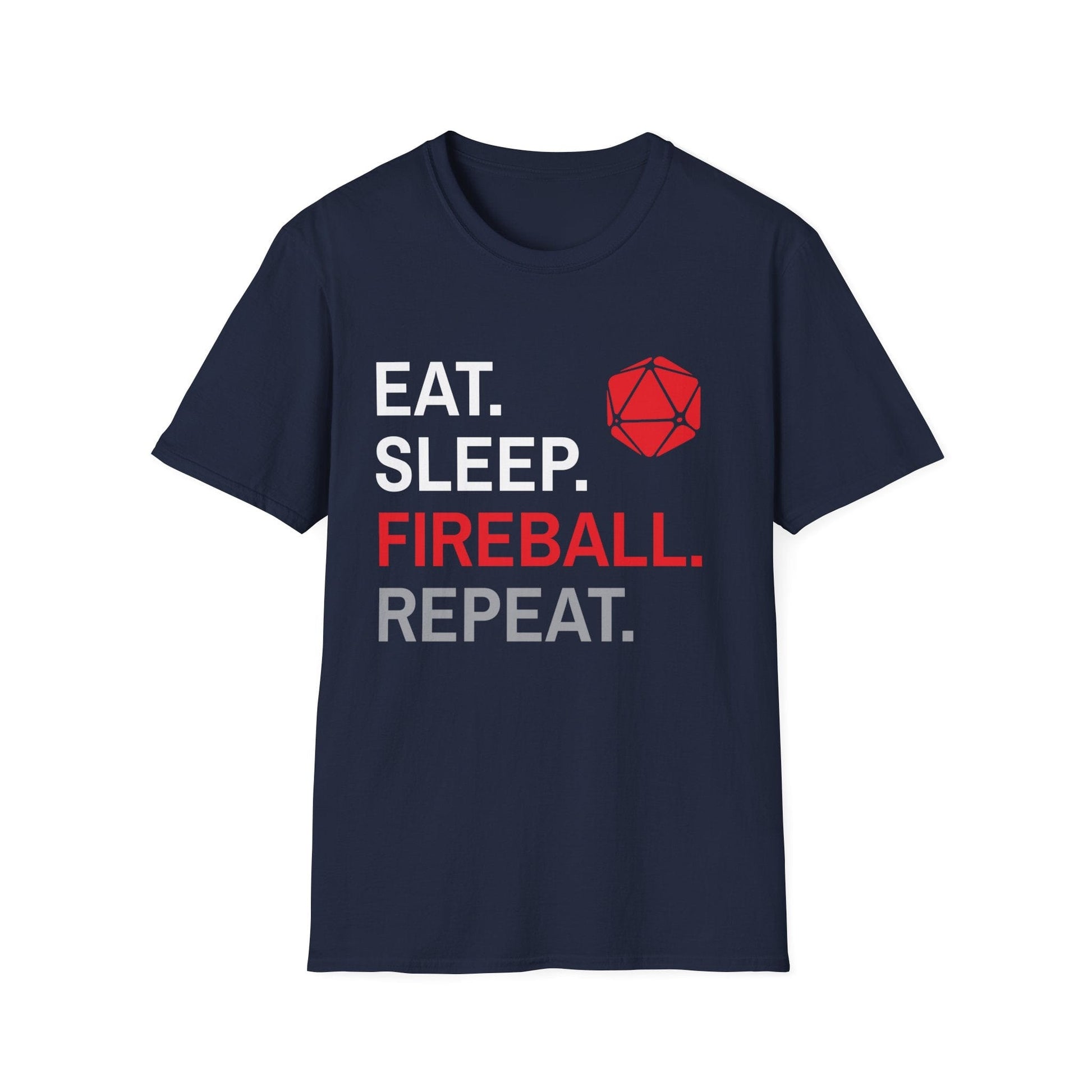 Wizard Class T-Shirt – 'Eat, Sleep, Fireball, Repeat' Sunburst RPG
